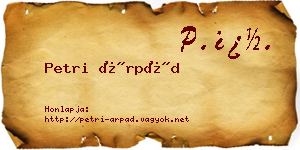Petri Árpád névjegykártya